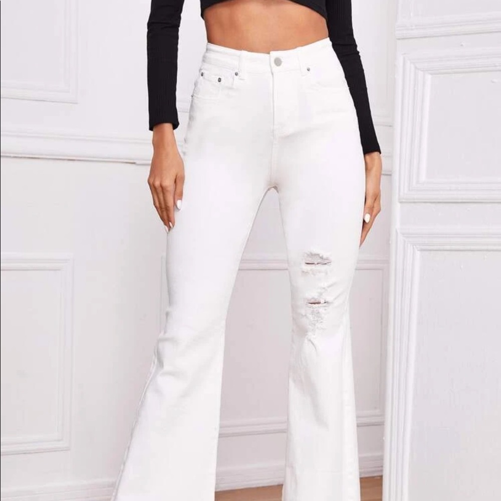 Shein white flare bell bottom jeans